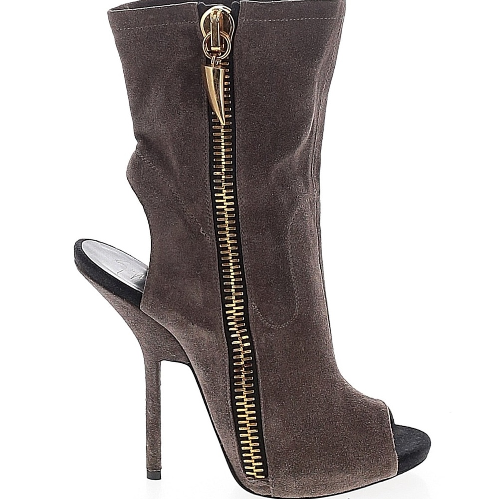 Giuseppe Zanotti Brown Peep-Toe Stiletto Boots
